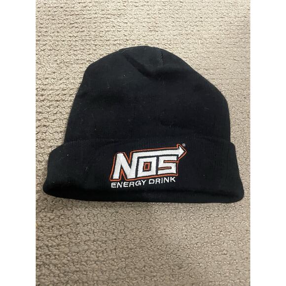 Streetwear Spell Out NOS Energy Drink Ribbed Knit Winter Beanie Hat Cap - Picture 1 of 3